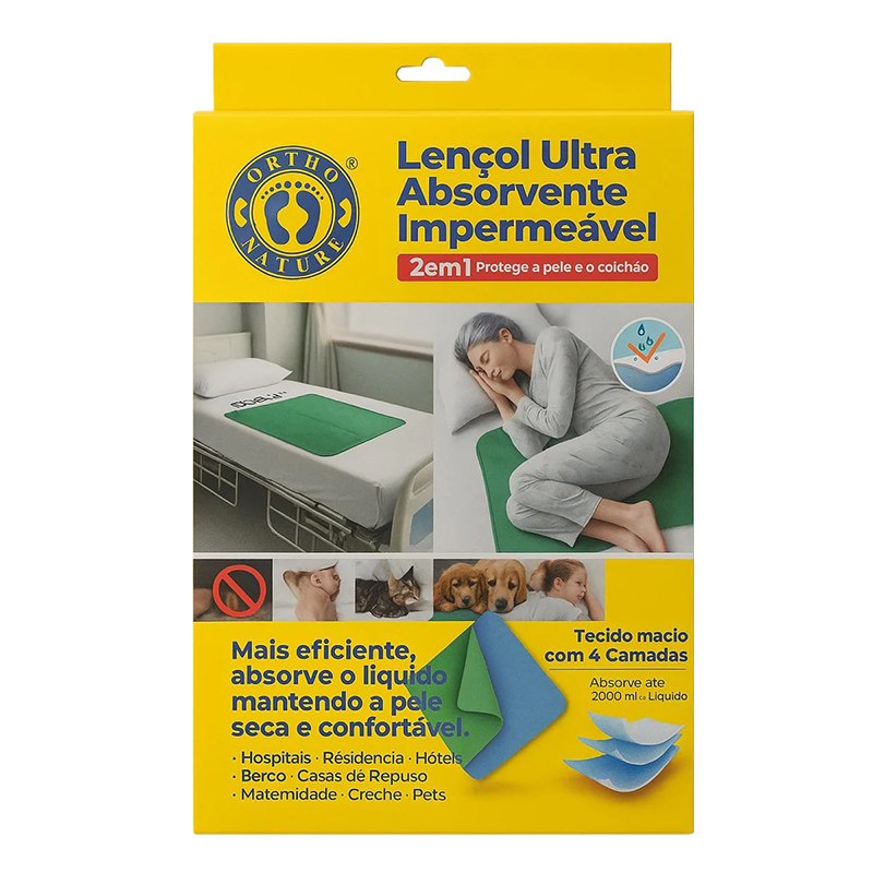 Lençol Hospitalar Impermeável Ultra Absorvente 2 em 1 - Ortho Pauher