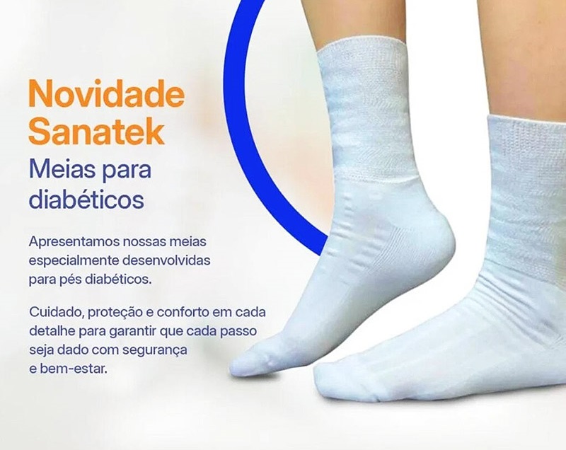 Meia Longa para Diabético com Ação Antibacteriana - Sanatek