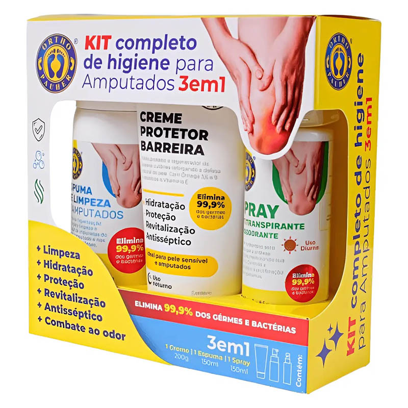 Kit Completo de Higiene para Amputado 3 em 1 - Ortho Pauher