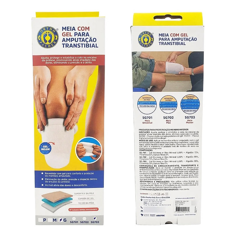 Meia com Triplo Gel para Amputado - Amputação Transtibial - SG703 - Ortho Pauher