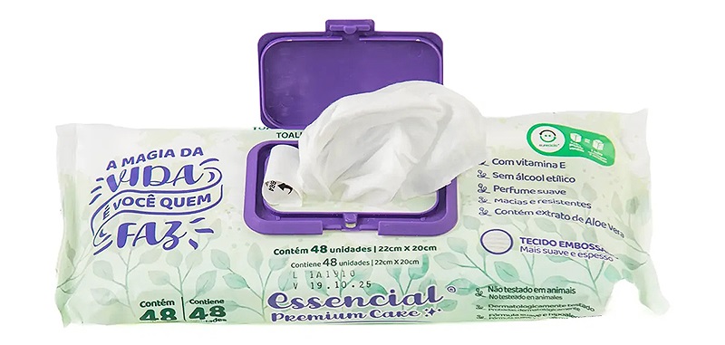 Toalha Umedecida Descartável - Essencial Premium Care
