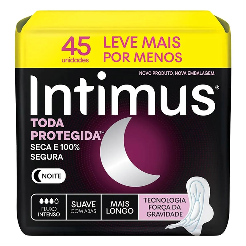 Absorvente Intimus Noturno com Abas Cobertura Suave Fluxo Intenso