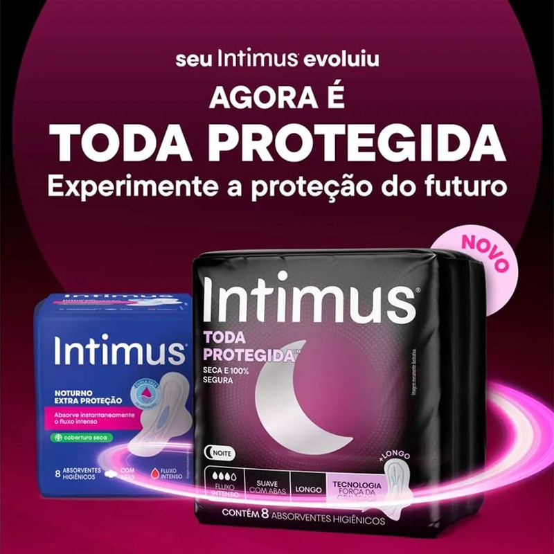Absorvente Intimus Noturno com Abas Cobertura Suave Fluxo Intenso