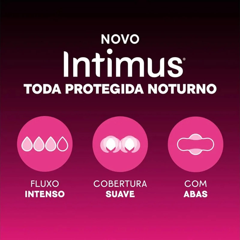 Absorvente Intimus Noturno com Abas Cobertura Suave Fluxo Intenso