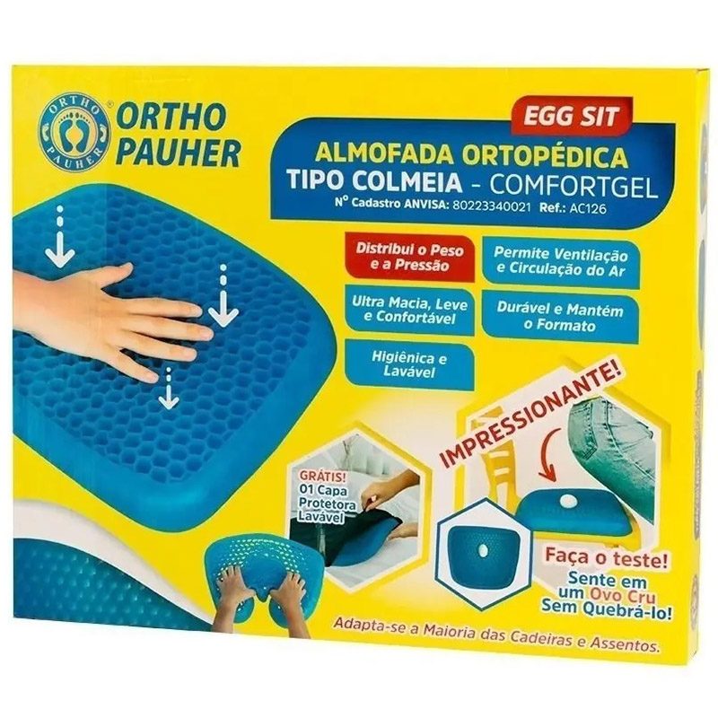Almofada Ortopédica para Cóccix em Gel de Silicone - Ortho Pauher